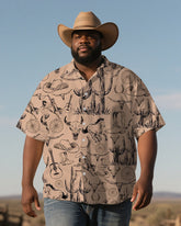 Western Desert Cowboys Men's Plus Size Printed Short Sleeve Shirt